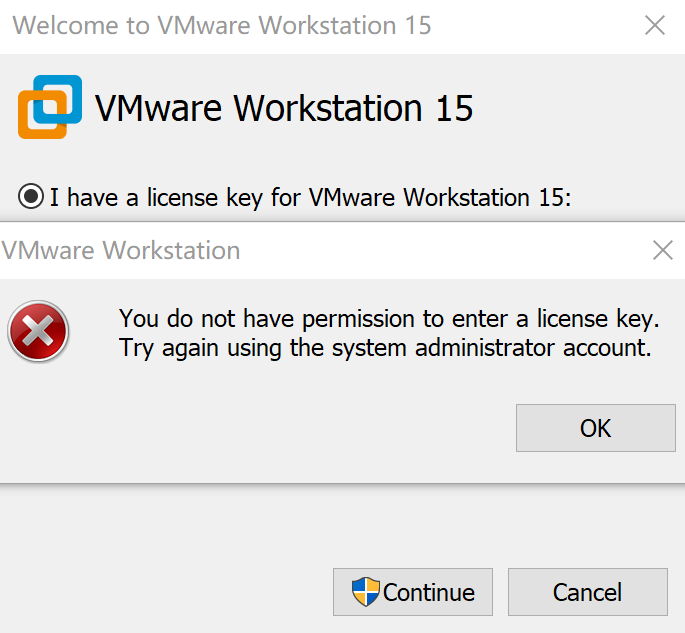 VMware 无权输入密钥联系管理员权限解决办法-深吸氧